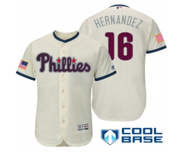 Men's Philadelphia Phillies #16 Cesar Hernandez Cream Stars & Stripes Fashion Independence Day Stitched MLB Majestic Cool Base Jersey