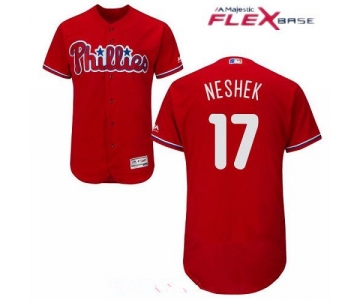 Men's Philadelphia Phillies #17 Pat Neshek Red Alternate Stitched MLB Majestic Flex Base Jersey