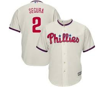 Men's Philadelphia Phillies #2 Jean Segura cream Cool Base Jersey