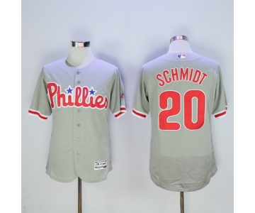 Men's Philadelphia Phillies #20 Mike Schmidt Retired Gray Road 2016 Flexbase Majestic Baseball Jersey