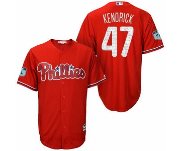Men's Philadelphia Phillies #47 Howie Kendrick Red 2017 Spring Training Stitched MLB Majestic Cool Base Jersey