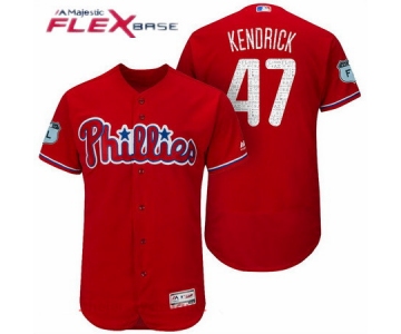 Men's Philadelphia Phillies #47 Howie Kendrick Red 2017 Spring Training Stitched MLB Majestic Flex Base Jersey