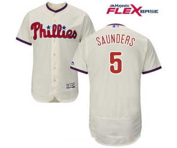 Men's Philadelphia Phillies #5 Michael Saunders Cream Alternate Stitched MLB Majestic Flex Base Jersey