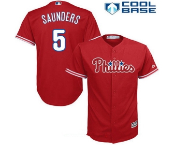 Men's Philadelphia Phillies #5 Michael Saunders Red Alternate Stitched MLB Majestic Cool Base Jersey