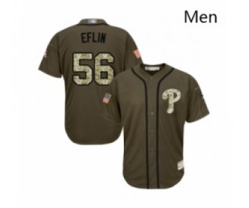 Mens Philadelphia Phillies 56 Zach Eflin Authentic Green Salute to Service Baseball Jersey