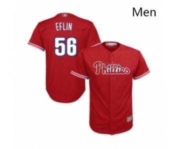 Mens Philadelphia Phillies 56 Zach Eflin Replica Red Alternate Cool Base Baseball Jersey