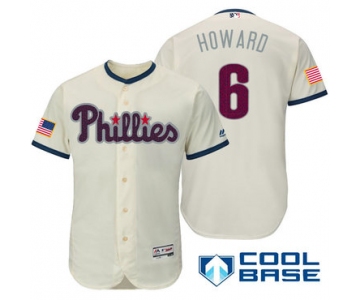 Men's Philadelphia Phillies #6 Ryan Howard Cream Stars & Stripes Fashion Independence Day Stitched MLB Majestic Cool Base Jersey