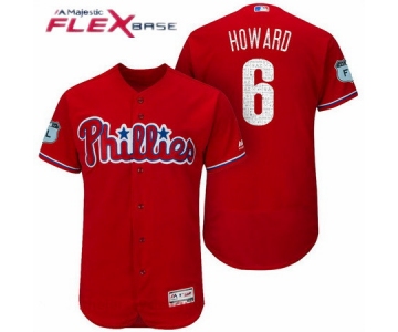 Men's Philadelphia Phillies #6 Ryan Howard Red 2017 Spring Training Stitched MLB Majestic Flex Base Jersey