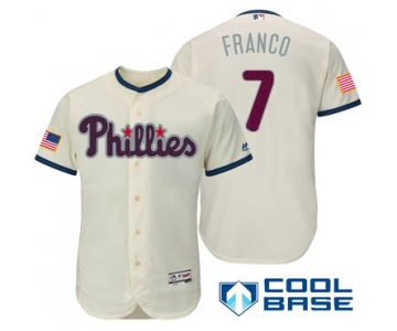 Men's Philadelphia Phillies #7 Maikel Franco Cream Stars & Stripes Fashion Independence Day Stitched MLB Majestic Cool Base Jersey