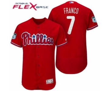 Men's Philadelphia Phillies #7 Maikel Franco Red 2017 Spring Training Stitched MLB Majestic Flex Base Jersey