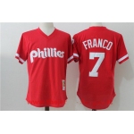 Men's Philadelphia Phillies #7 Maikel Franco Red Throwback Mesh Batting Practice Stitched MLB Mitchell & Ness Jersey