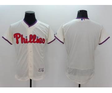 Men's Philadelphia Phillies Blank Cream 2016 Flexbase Majestic Baseball Jersey