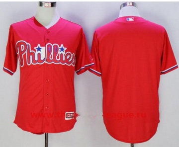 Men's Philadelphia Phillies Blank Red Alternate Stitched MLB Majestic Flex Base Jersey