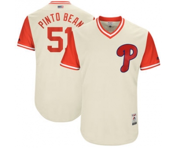 Men's Philadelphia Phillies Ricardo Pinto Pinto Bean Majestic Tan 2017 Players Weekend Authentic Jersey