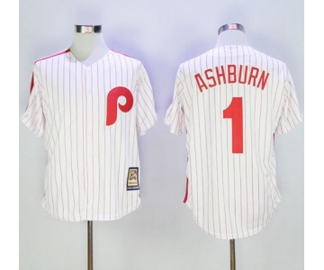 Mitchell And Ness Phillies #1 Richie Ashburn White Strip Throwback Stitched MLB Jersey
