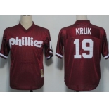 Philadelphia Phillies #19 John Kruk 1991 Mesh BP Red Throwback Jersey