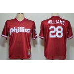 Philadelphia Phillies #28 Mitch Williams 1991 Mesh BP Red Throwback Jersey