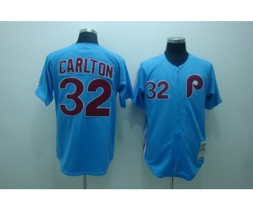 Philadelphia Phillies #32 Steve Carlton 1980 Blue Throwback Jersey