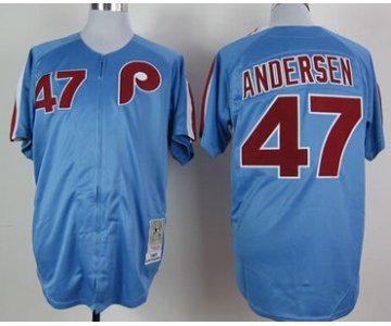 Philadelphia Phillies #47 Larry Andersen 1983 Blue Throwback Jersey