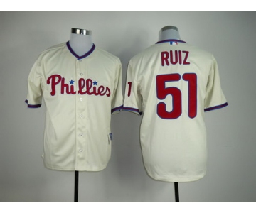 Philadelphia Phillies #51 Carlos Ruiz Cream Jersey