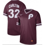 Phillies #32 Steve Carlton Maroon Authentic Cooperstown Collection Stitched Baseball Jersey