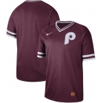 Phillies Blank Maroon Authentic Cooperstown Collection Stitched Baseball Jersey