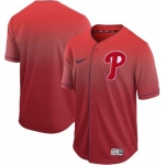 Phillies Blank Red Fade Authentic Stitched Baseball Jersey