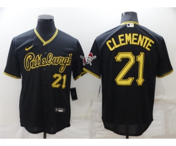 Men's Pittsburgh Pirates #21 Roberto Clemente Black Cool Base Stitched Jersey