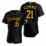 Men's Pittsburgh Pirates #21 Roberto Clemente Black Stitched MLB Flex Base Nike Jersey