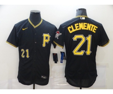 Men's Pittsburgh Pirates #21 Roberto Clemente Black Stitched MLB Flex Base Nike Jersey