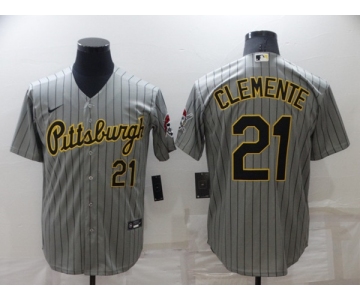 Men's Pittsburgh Pirates #21 Roberto Clemente Dark Grey Cool Base Stitched Jersey