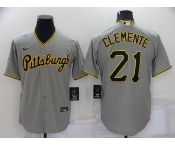 Men's Pittsburgh Pirates #21 Roberto Clemente Grey Stitched MLB Cool Base Nike Jersey