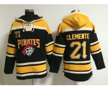 Men's Pittsburgh Pirates #21 Roberto Clemente Retired Player Alternate Black MLB Hoodie