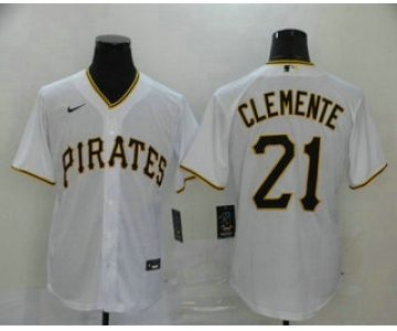 Men's Pittsburgh Pirates #21 Roberto Clemente White Stitched MLB Cool Base Nike Jersey