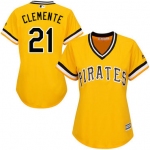 Pirates #21 Roberto Clemente Gold Alternate Women's Stitched Baseball Jersey