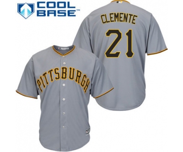 Pirates #21 Roberto Clemente Grey Cool Base Stitched Youth Baseball Jersey