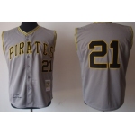 Pittsburgh Pirates #21 Roberto Clemente 1960 Gray Sleeveless Throwback Jersey