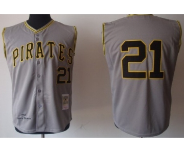 Pittsburgh Pirates #21 Roberto Clemente 1960 Gray Sleeveless Throwback Jersey