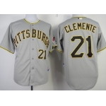 Pittsburgh Pirates #21 Roberto Clemente Gray Cool Base Jersey