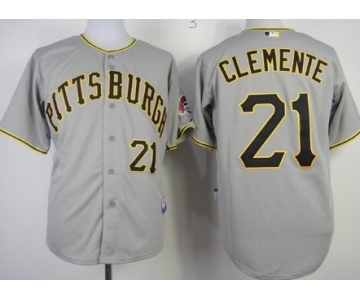 Pittsburgh Pirates #21 Roberto Clemente Gray Cool Base Jersey