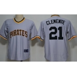 Pittsburgh Pirates #21 Roberto Clemente Gray Throwback Jersey