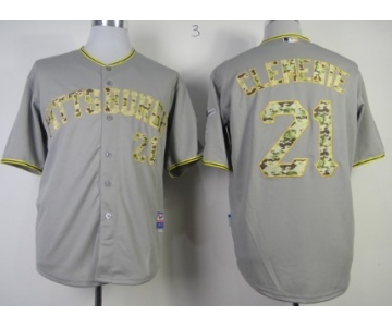 Pittsburgh Pirates #21 Roberto Clemente Gray With Camo Jersey