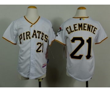 Pittsburgh Pirates #21 Roberto Clemente White Kids Jersey