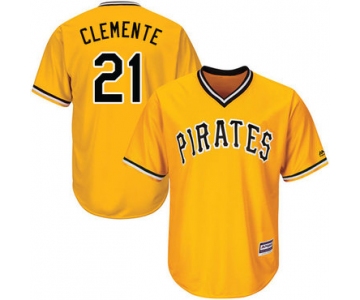 Size 4XL Pirates #21 Roberto Clemente Gold Cool Base Stitched Baseball Jersey