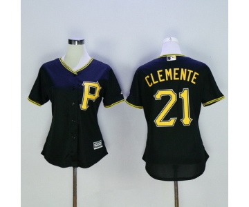 Women's Pittsburgh Pirates #21 Roberto Clemente Retired Black MLB Cool Base Stitched Baseball Jersey