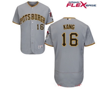 Men's Pittsburgh Pirates #16 Jung-ho Kang Gray Road Stitched MLB Majestic Flex Base Jersey