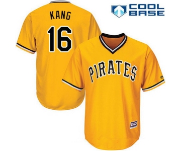 Men's Pittsburgh Pirates #16 Jung-ho Kang Yellow Pullover Stitched MLB Majestic Cool Base Jersey