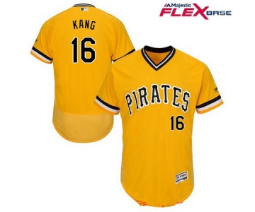 Men's Pittsburgh Pirates #16 Jung-ho Kang Yellow Pullover Stitched MLB Majestic Flex Base Jersey