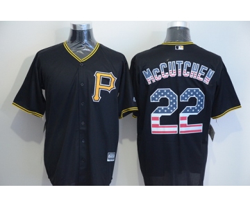 Men's Pittsburgh Pirates #22 Andrew McCutchen Black USA Flag Fashion MLB Baseball Jersey