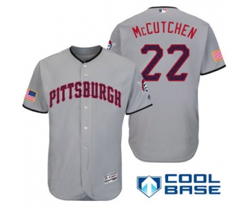 Men's Pittsburgh Pirates #22 Andrew McCutchen Gray Stars & Stripes Fashion Independence Day Stitched MLB Majestic Cool Base Jersey